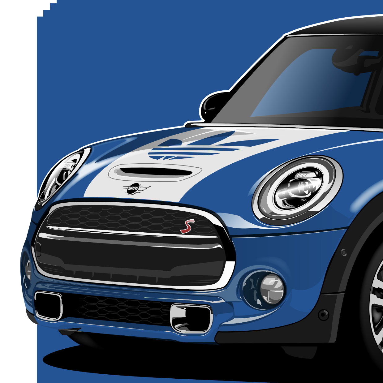 mini cooper adidas涂装插画图片壁纸