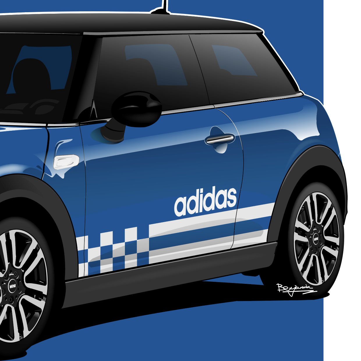 mini cooper adidas涂装插画图片壁纸