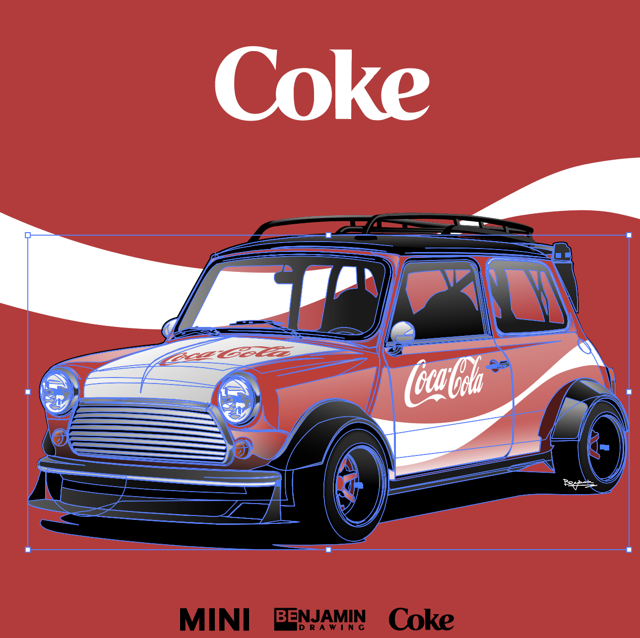 mini cooper 可口可乐涂装插画图片壁纸