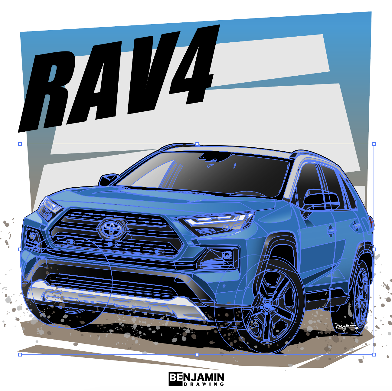 toyota 丰田 rav4插画图片壁纸