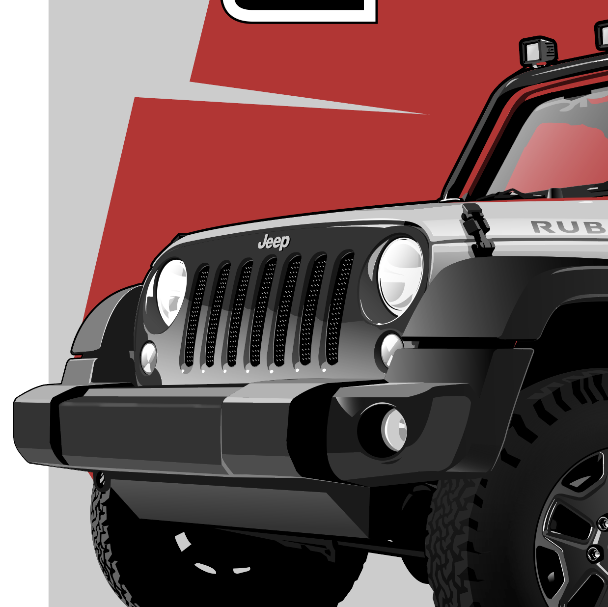 jeep rubicon 侏罗纪公园经典涂装插画图片壁纸