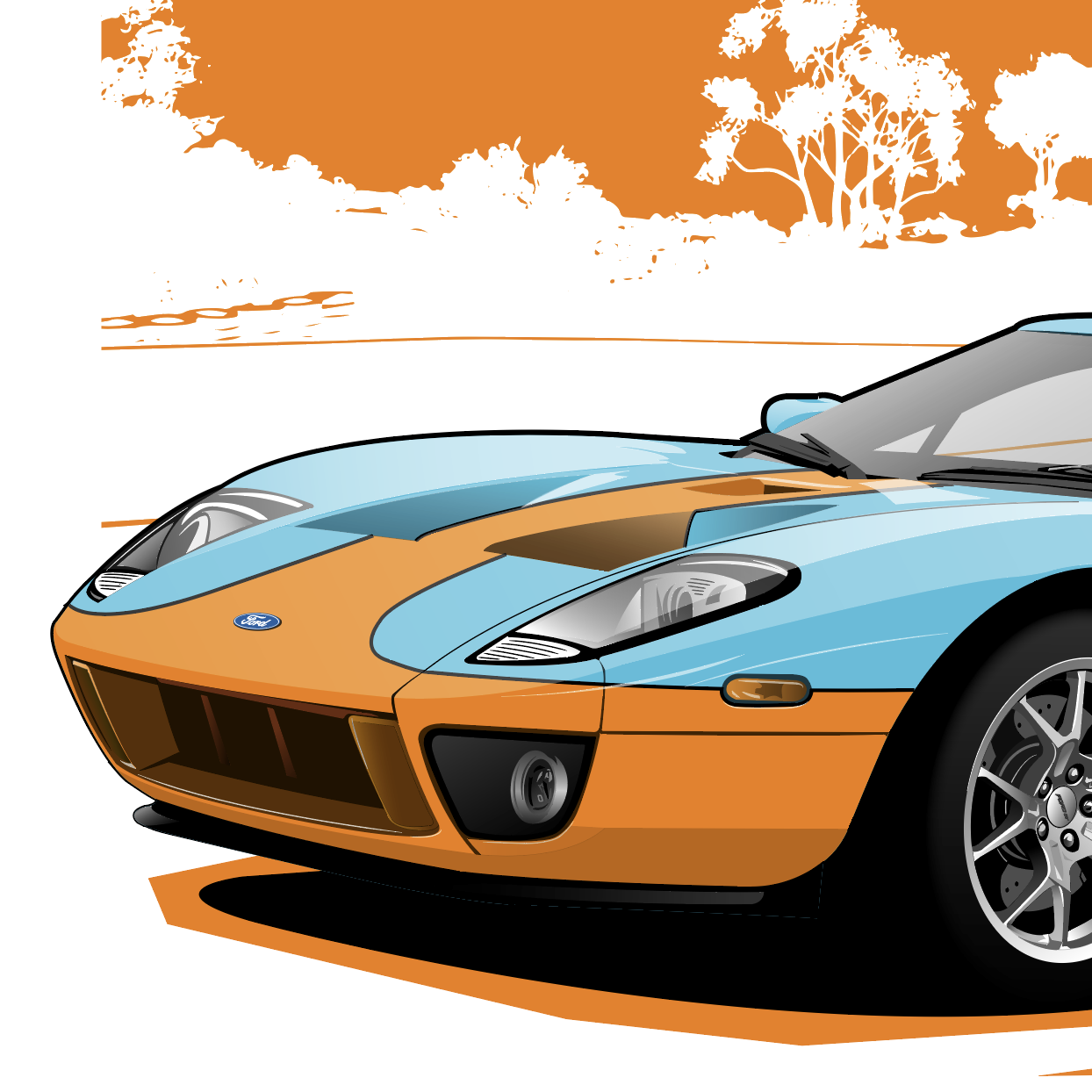 福特 ford gt 海湾石油涂装插画图片壁纸