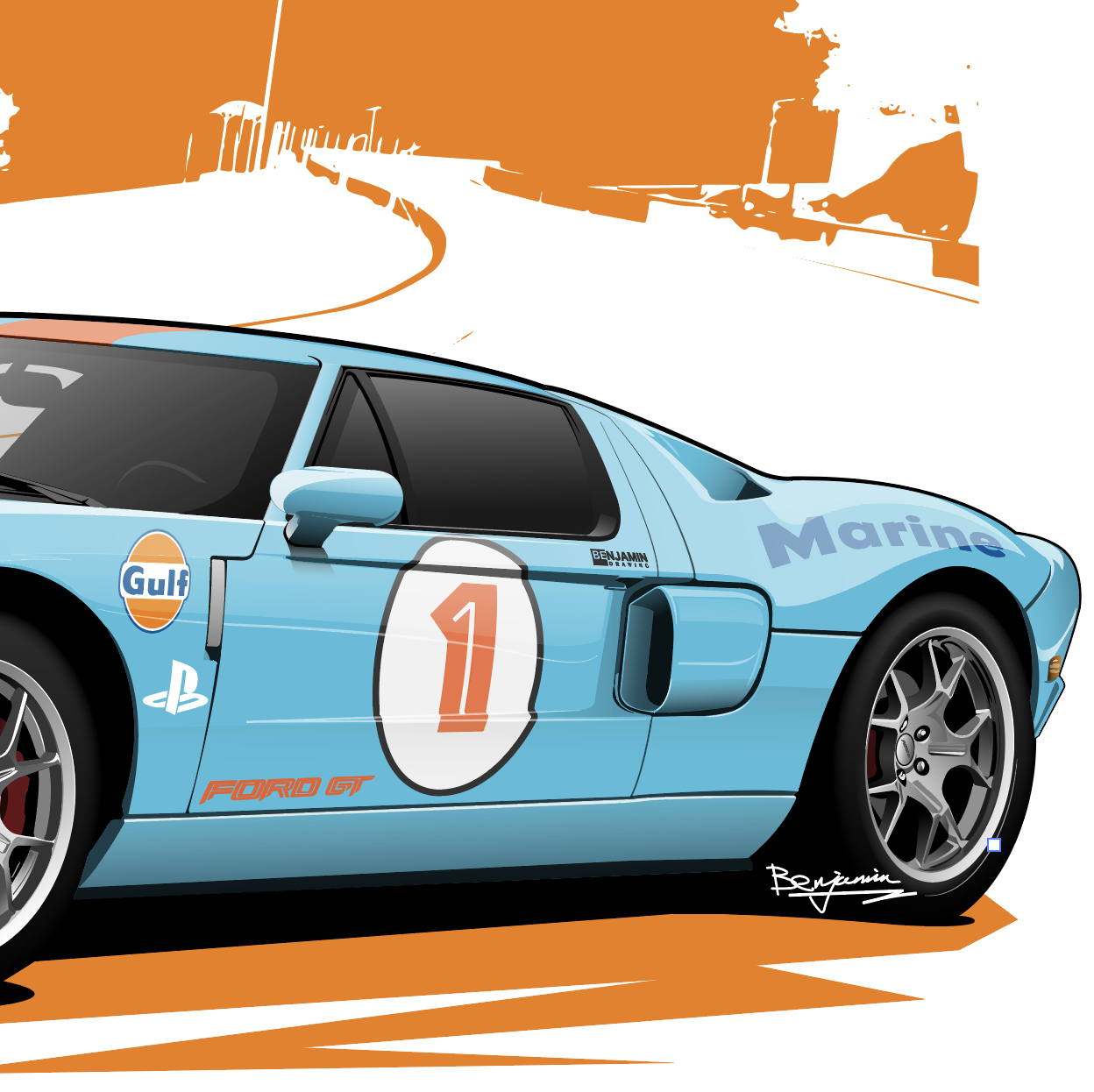 福特 ford gt 海湾石油涂装插画图片壁纸