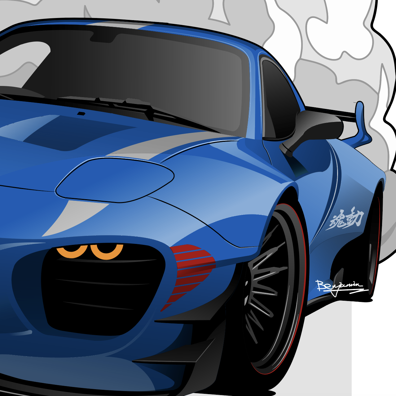 JDM 马自达 rx7 x 特种部队之眼镜蛇插画图片壁纸