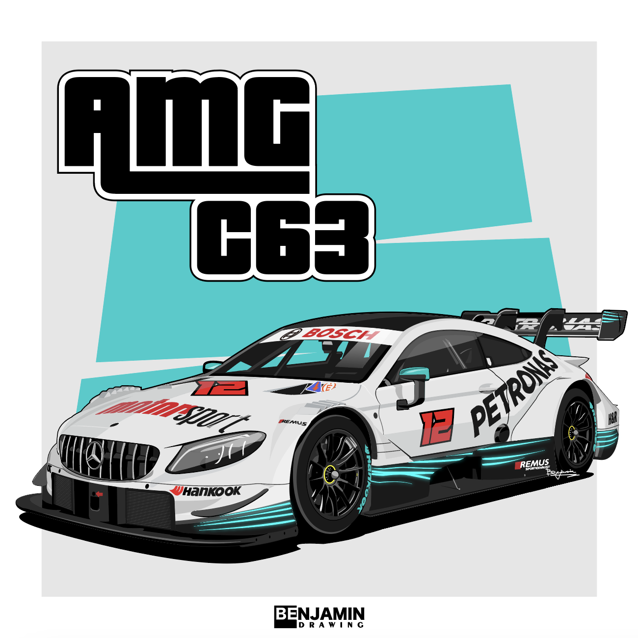 奔驰 amg c63 dtm赛车插画图片壁纸