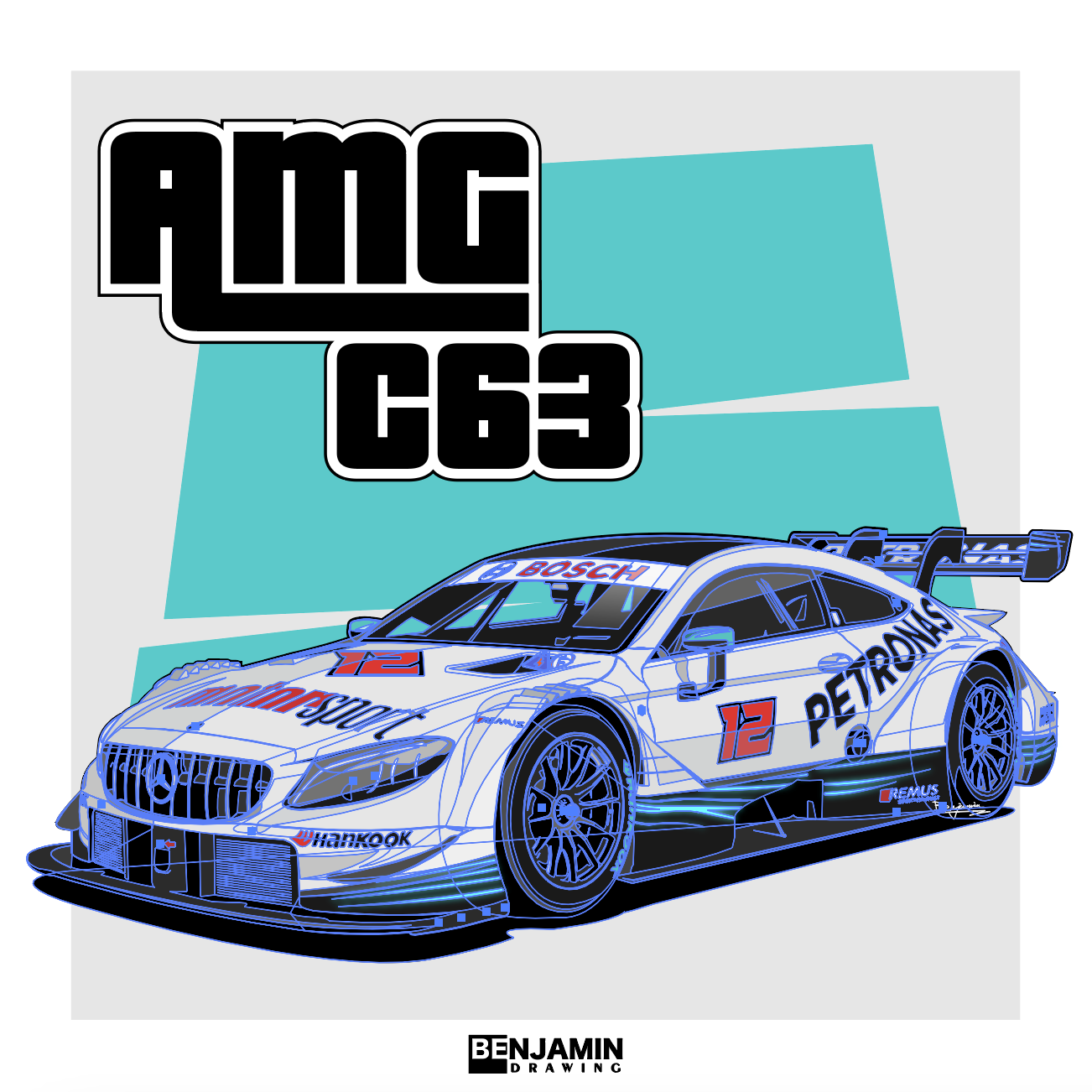 奔驰 amg c63 dtm赛车插画图片壁纸