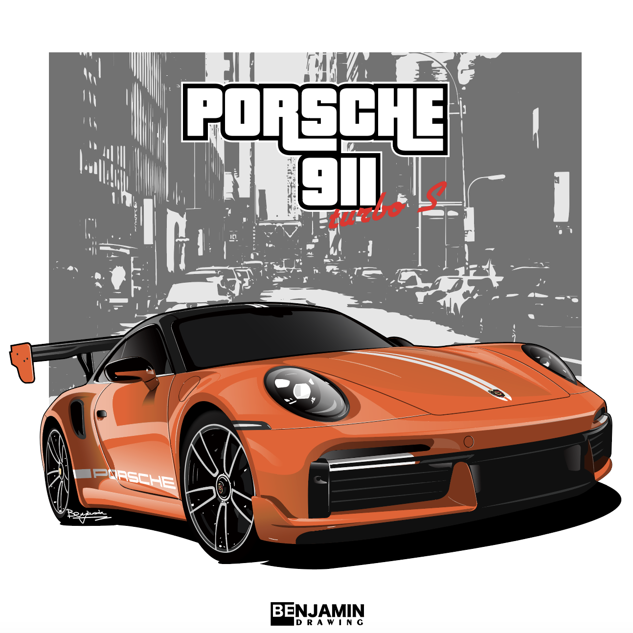 保时捷911 turbo s超跑插画图片壁纸