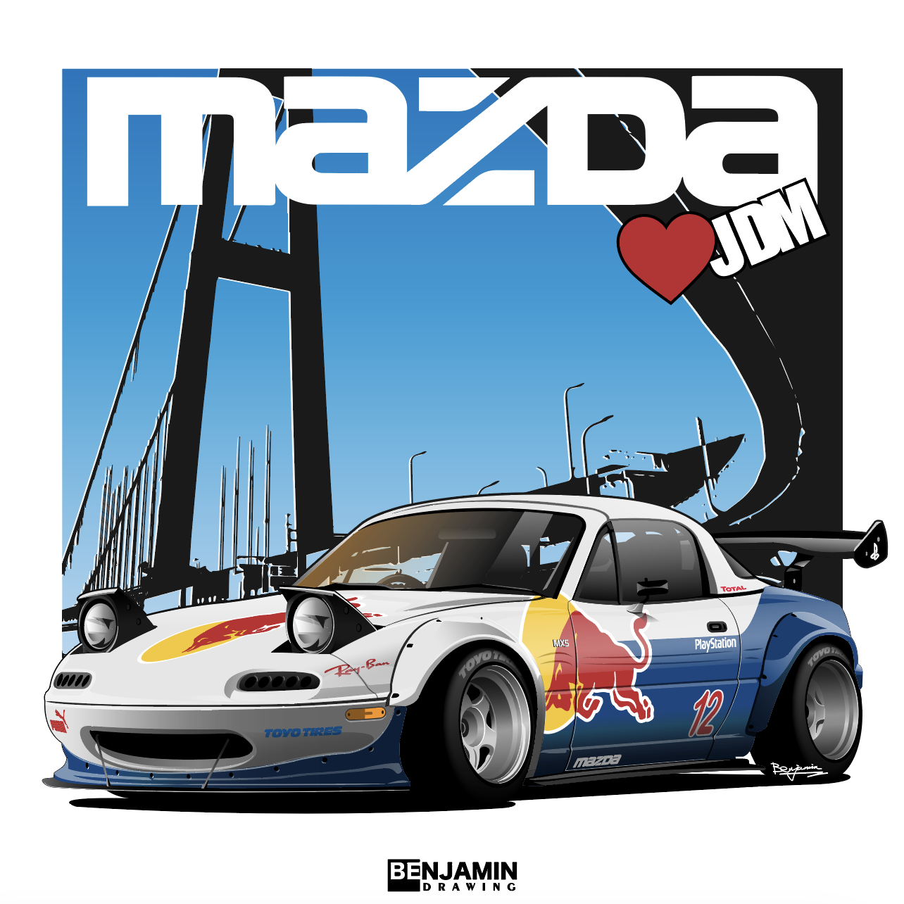 经典JDM MAZDA MX5插画图片壁纸