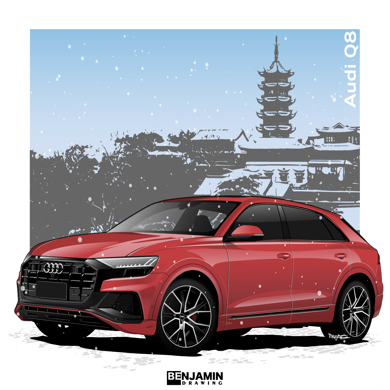 audi 奥迪Q8插画图片壁纸