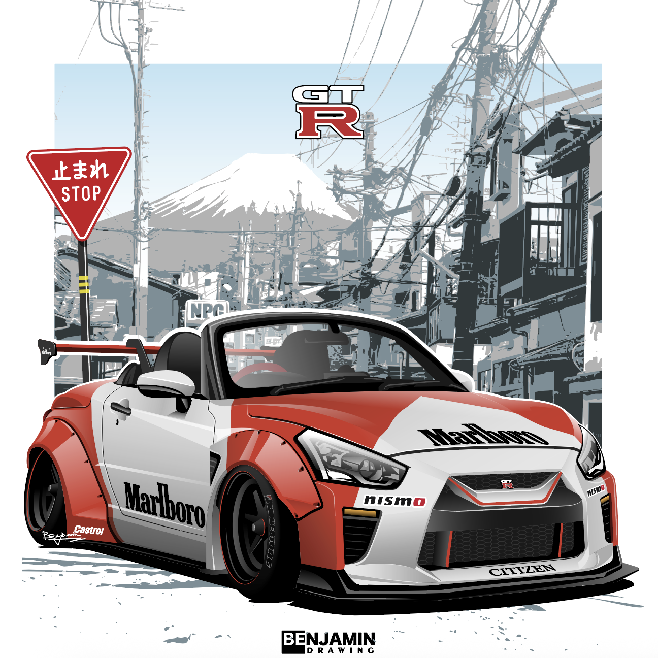 JDM 日产 尼桑 GTR 敞篷版 万宝路涂装头像同人高清图