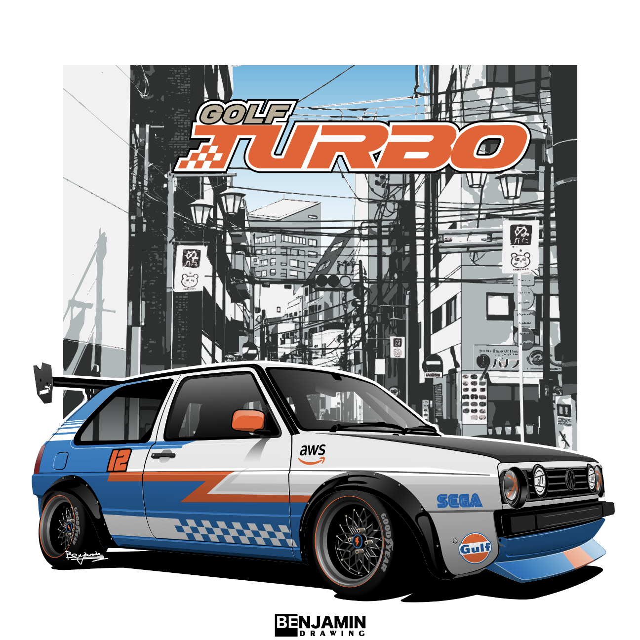 大众 高尔夫 1974插画图片壁纸