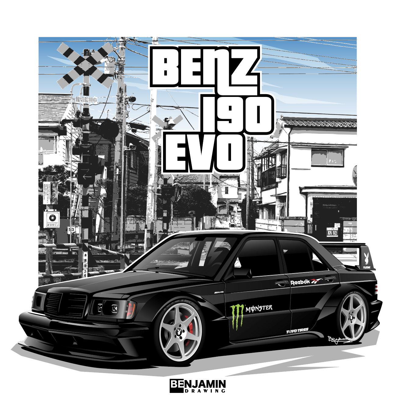 奔驰 190 evo插画图片壁纸