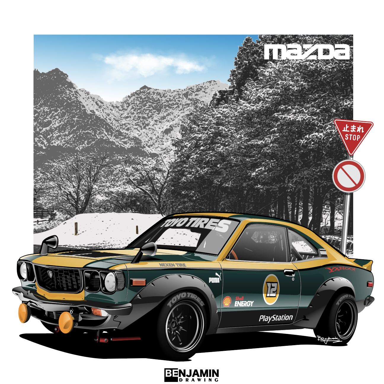 马自达 rx3插画图片壁纸