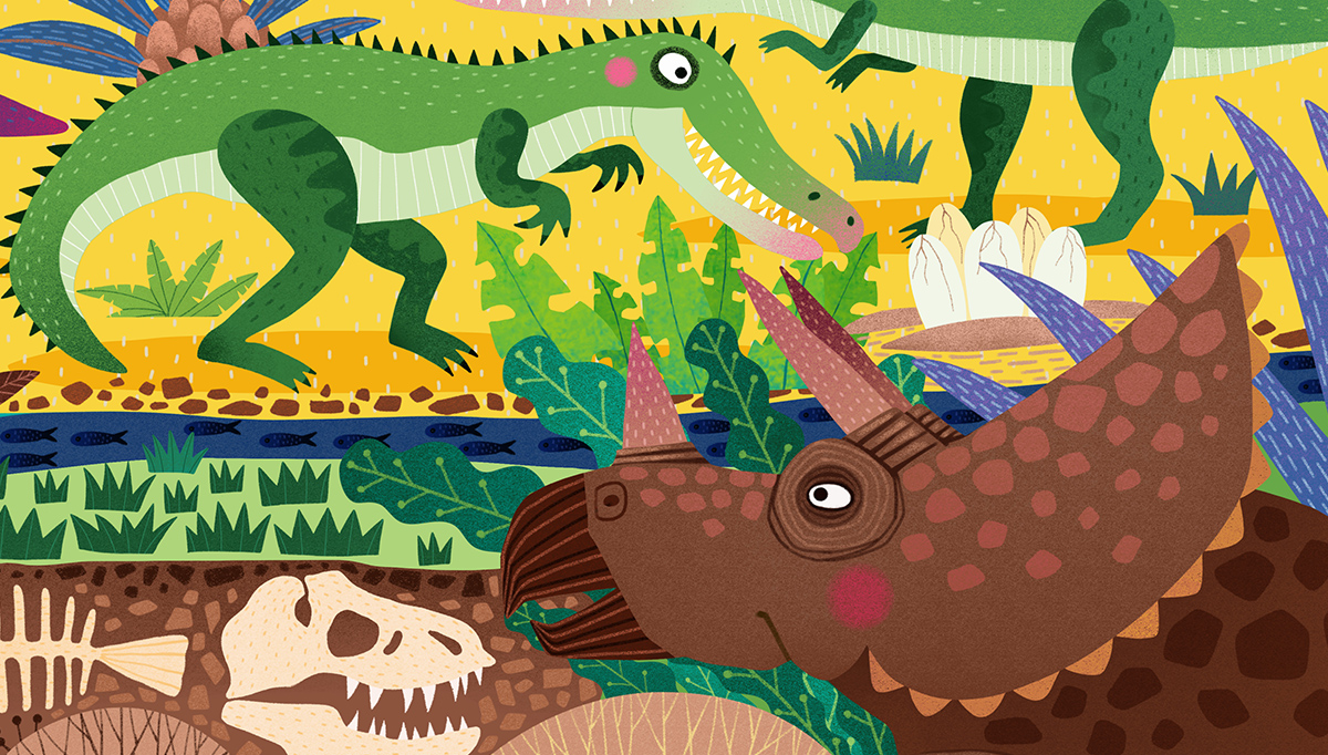 恐龙主题拼图插画 儿童玩具拼图插画头像同人高清图
