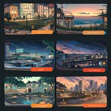 城市夕阳下的二次元风景墙插画图片壁纸