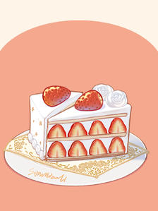 草莓蛋糕封面插画图片壁纸