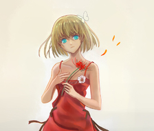 白花-少女红裙