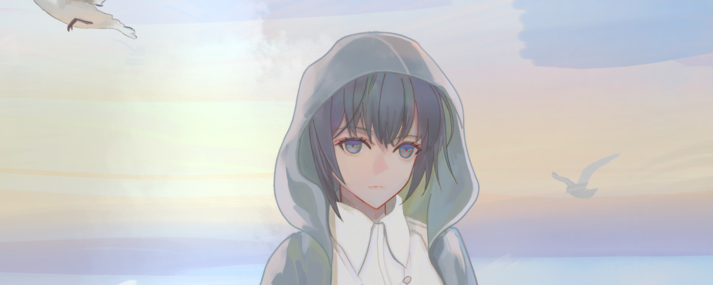 傍晚延长-海边少女原创作品-触站