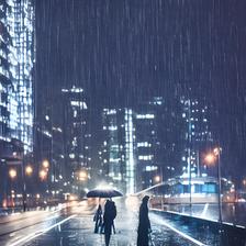 晚上下雨的街道,孤单打伞的路人头像同人高清图
