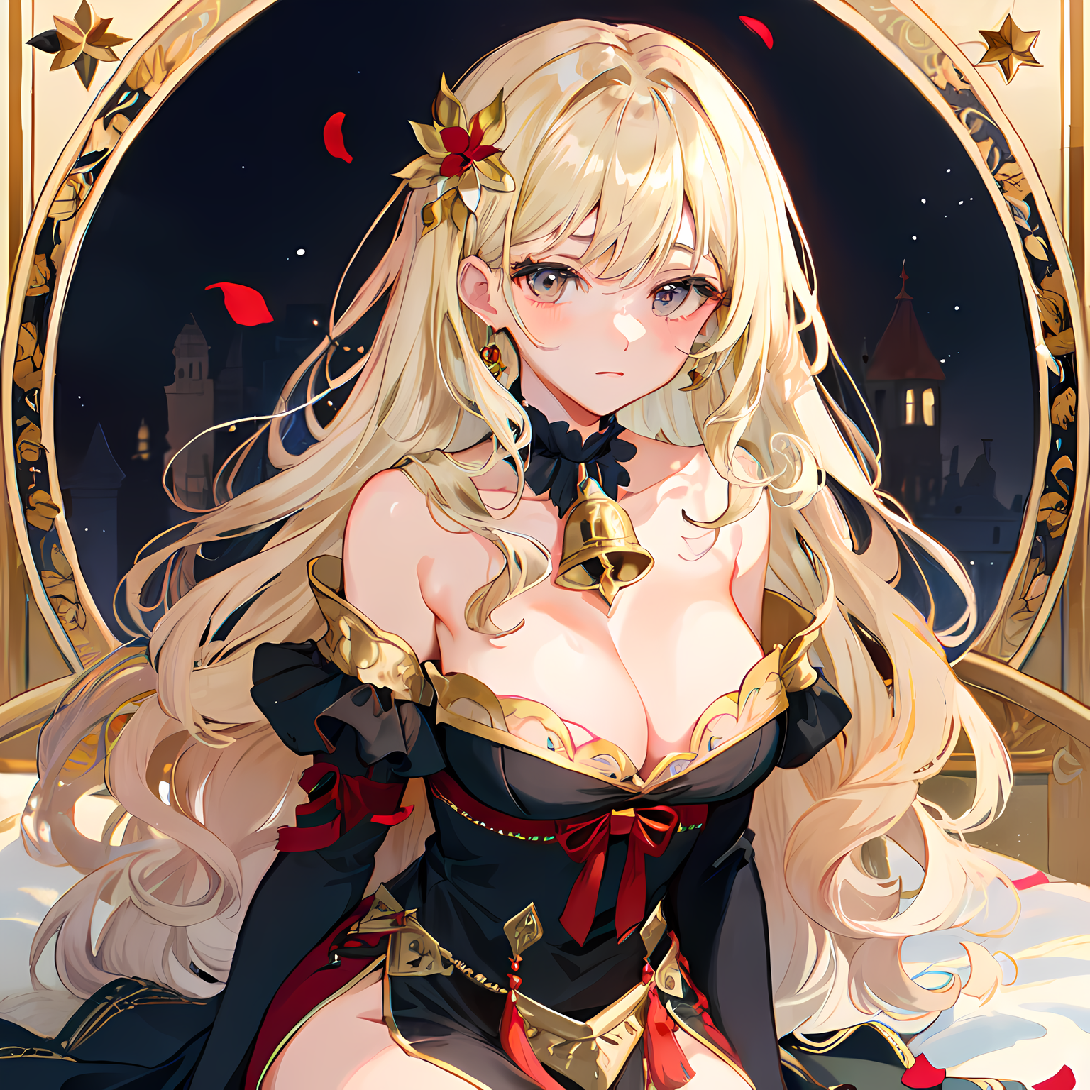 星空下的璀璨女孩插画图片壁纸