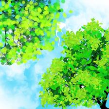 绿树与蓝天插画图片壁纸