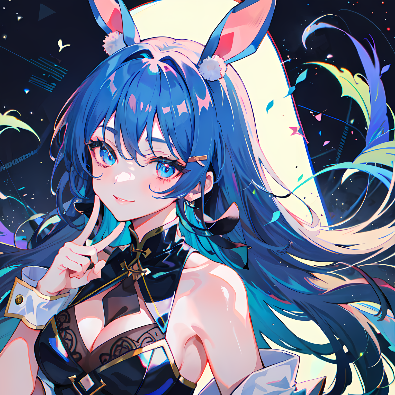 星空兔女孩插画图片壁纸