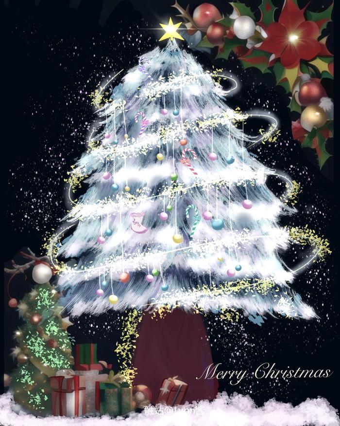 圣诞树🎄插画图片壁纸