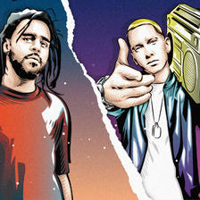 复古人物海报设计 J.Cole x Eminem插画图片壁纸