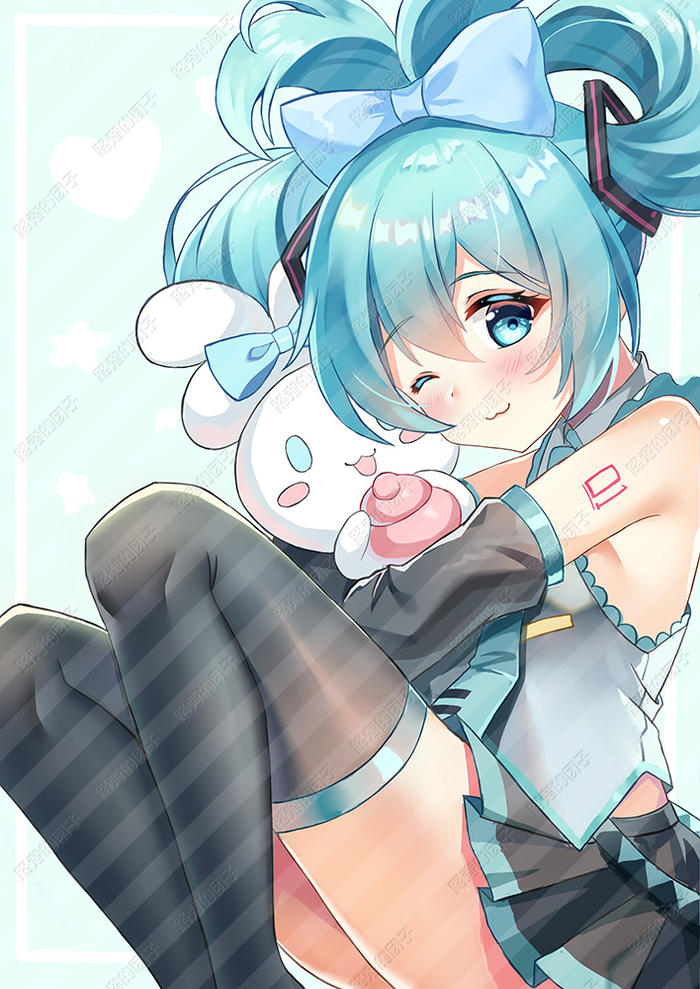 玉桂狗初音未来插画图片壁纸