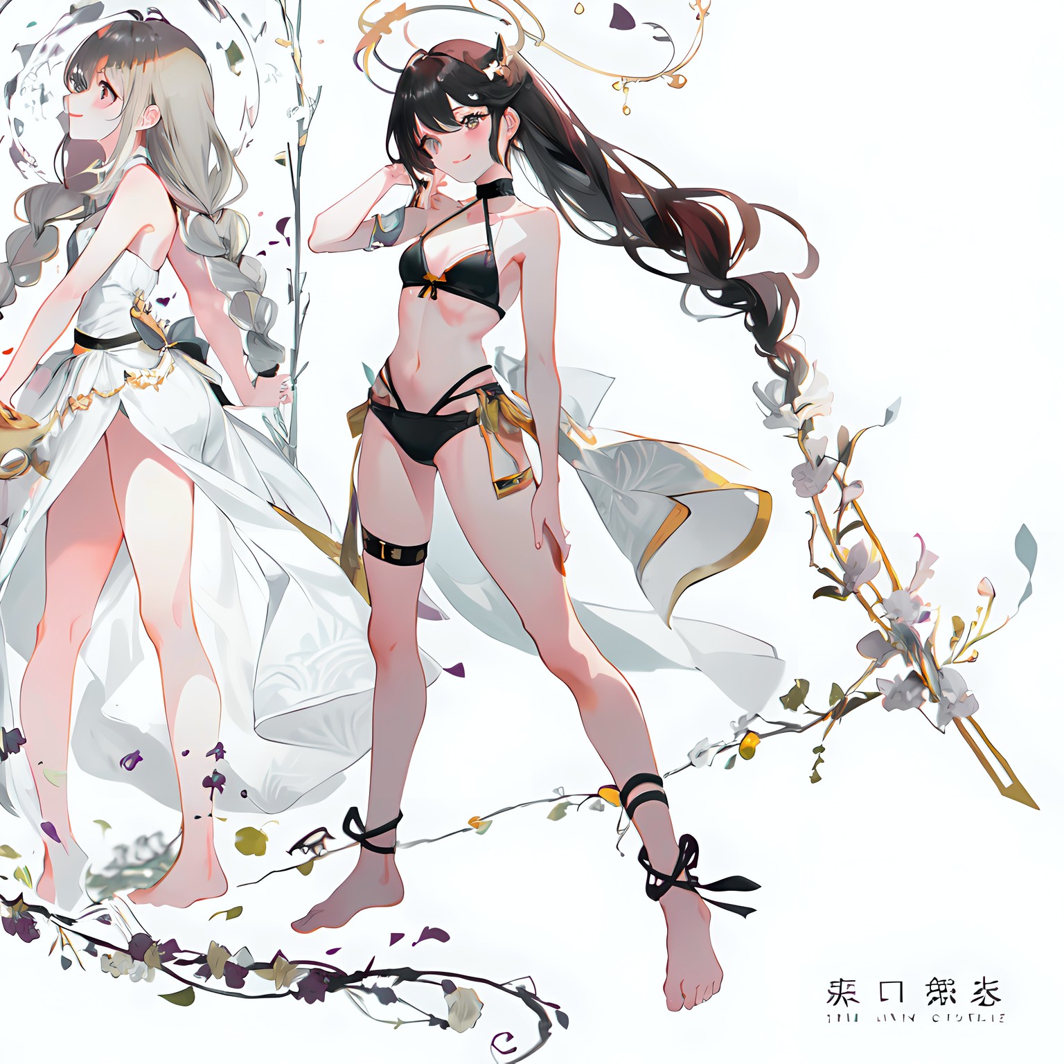 花海蝶舞插画图片壁纸