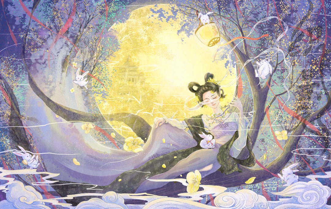 原创插画《月仙》头像同人高清图