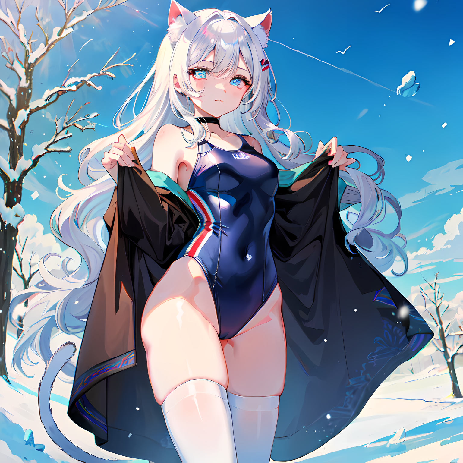 猫女孩雪中漫步-默认画风二次元