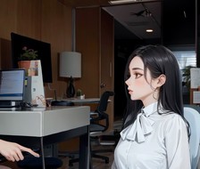 黑发OL在办公室-2.5D写实女性