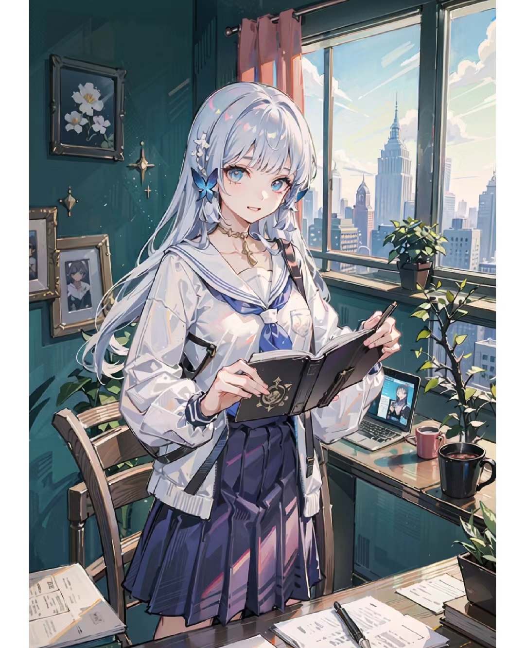 jk制服神里绫华插画图片壁纸