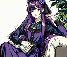 紫衣树下读书姬-古早风长发女孩