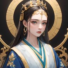 金色梦幻：黑发少女的耳坠奇趣插画图片壁纸