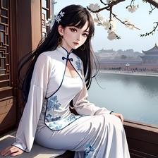 少女漫步东方，缀以樱花之饰。插画图片壁纸