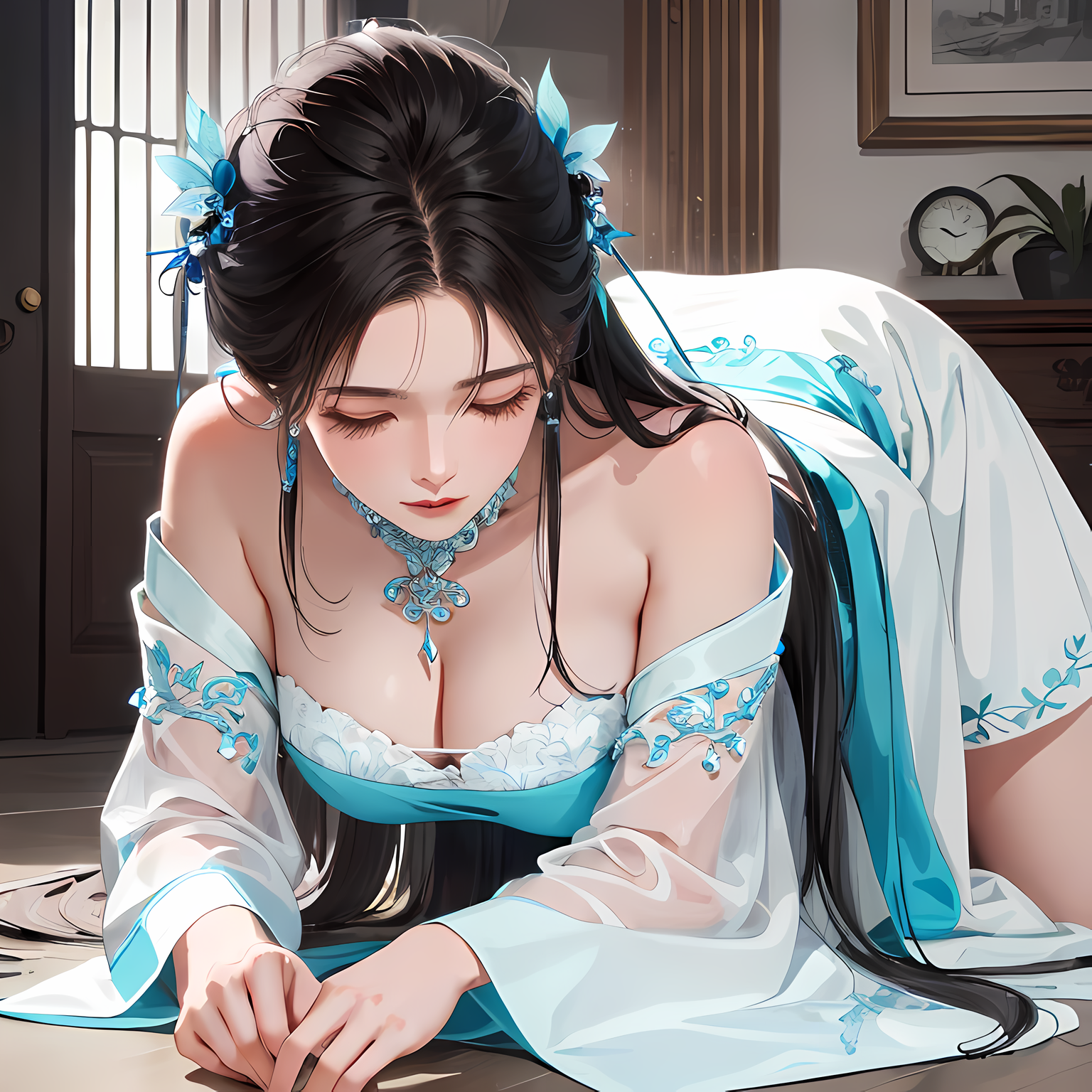 「卧虎藏龙美少女珠宝盘」插画图片壁纸