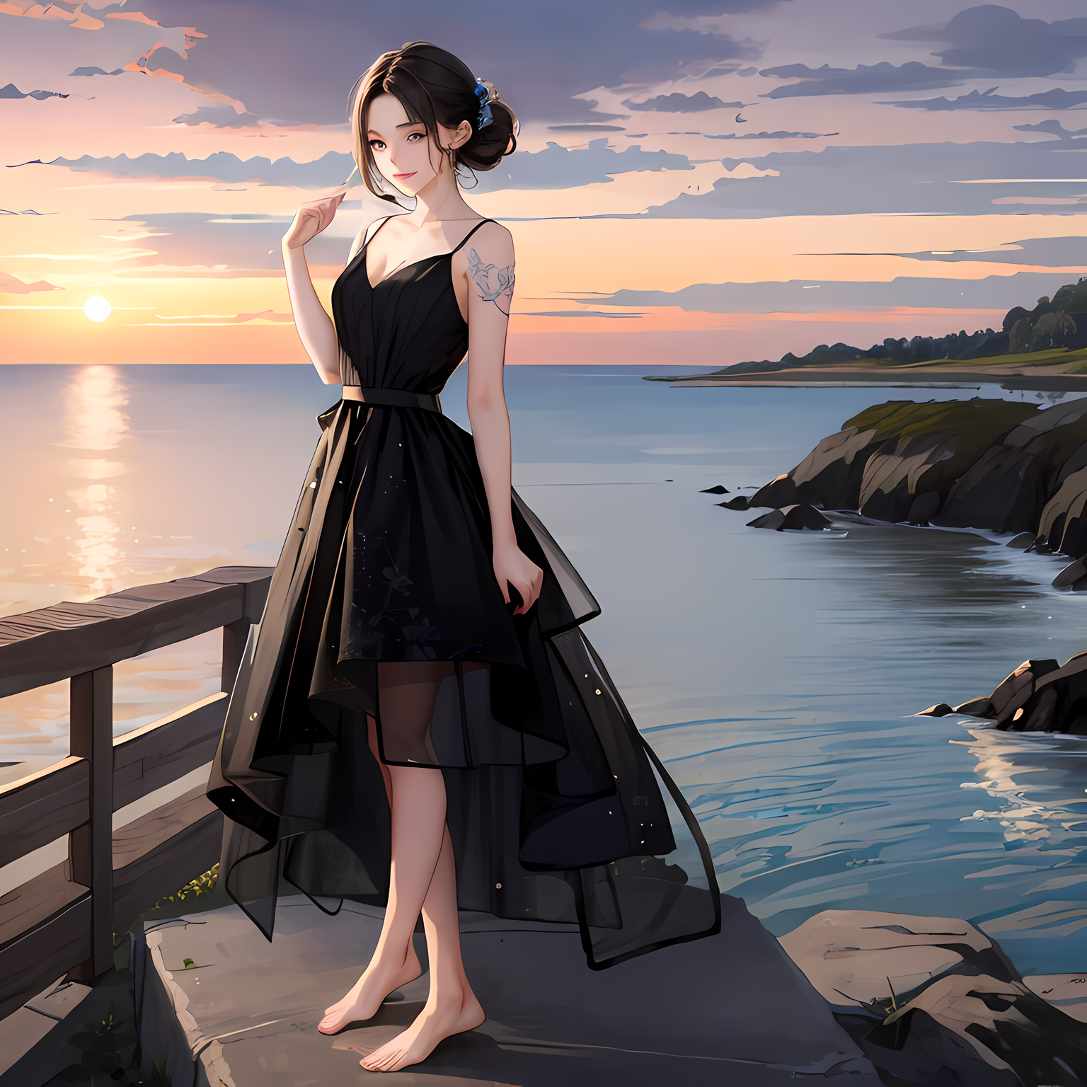 少女海岸画 (Girl Coastal Painting)