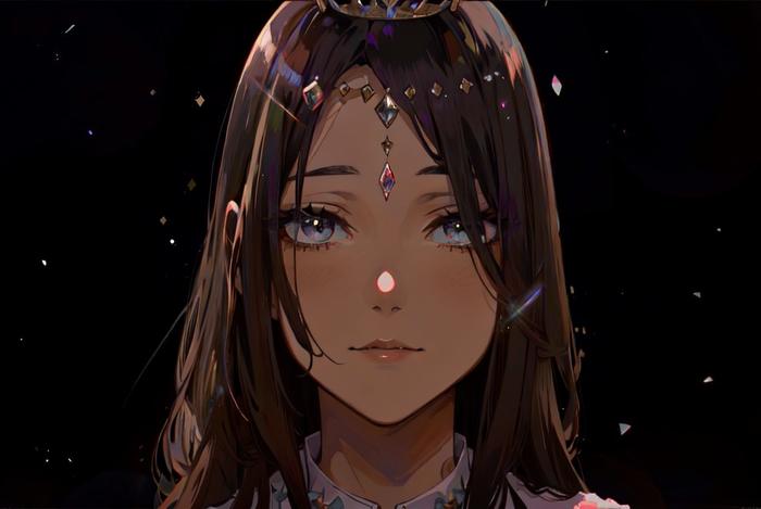 星空下的美少女插画图片壁纸