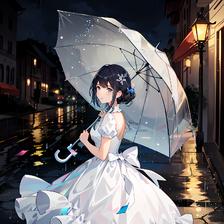 伞下星空，姑娘海边想着你。插画图片壁纸