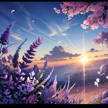 紫色梦幻山景插画图片壁纸
