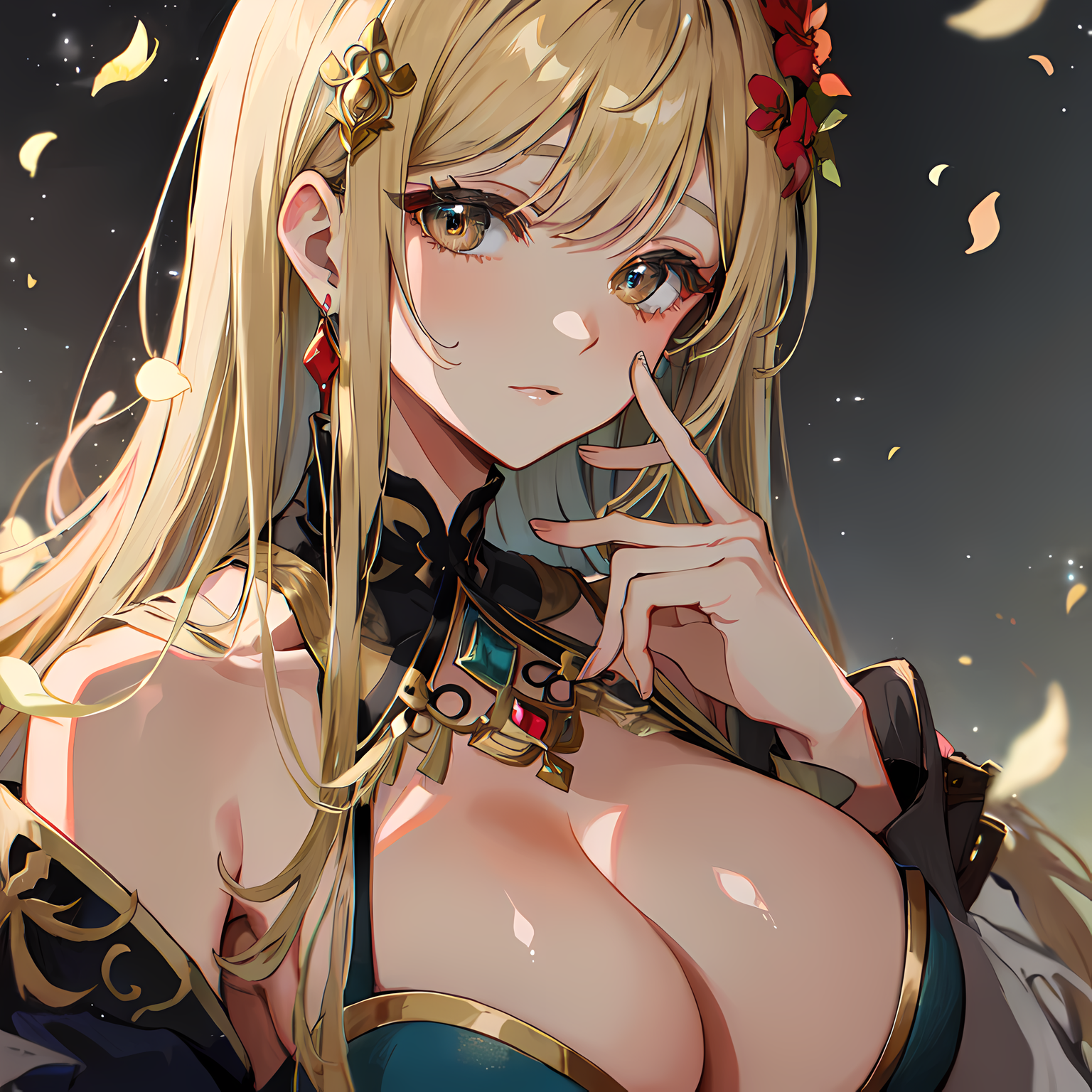 月色下的花瓣舞插画图片壁纸