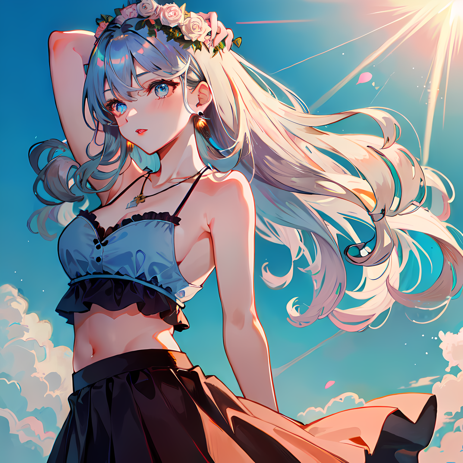 二次元美少女风情画插画图片壁纸