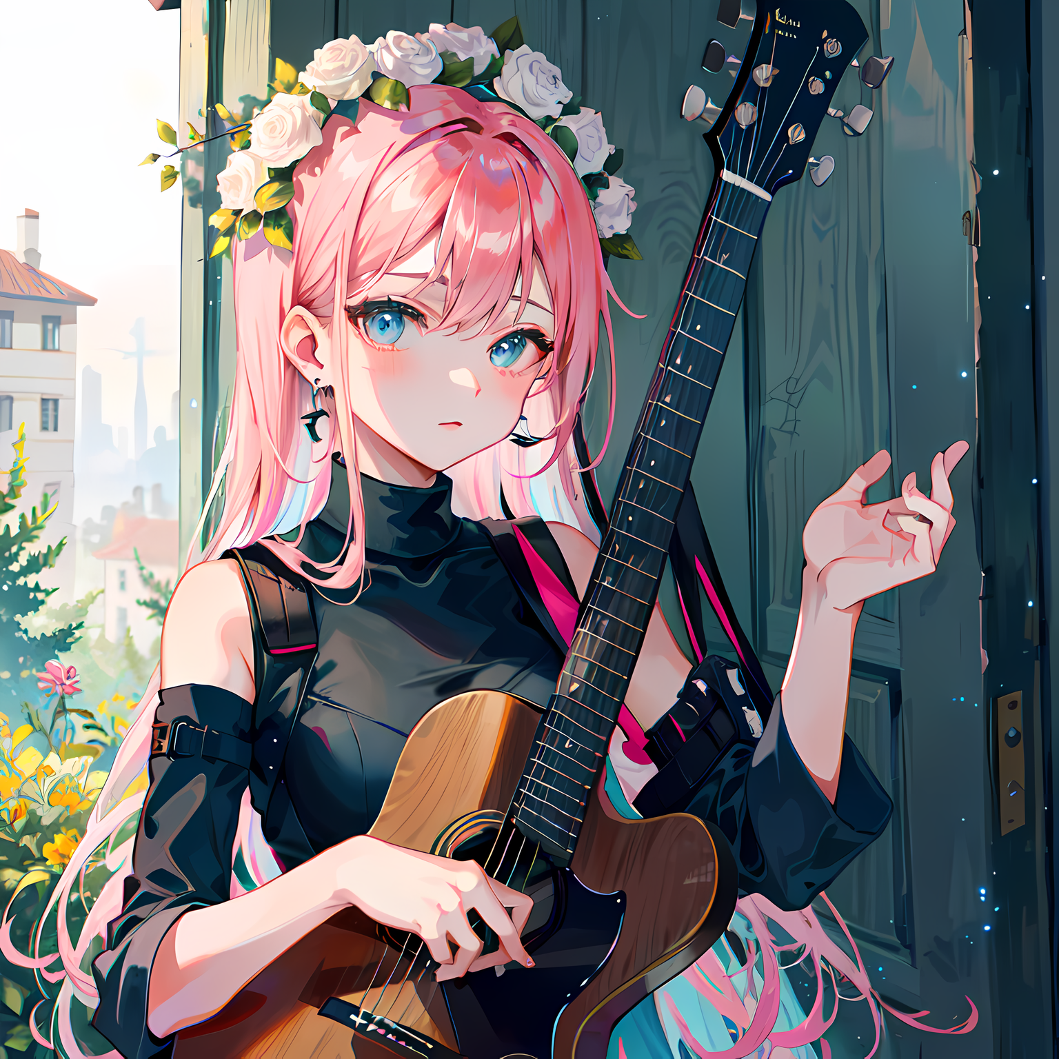 蓝眸吉他少女