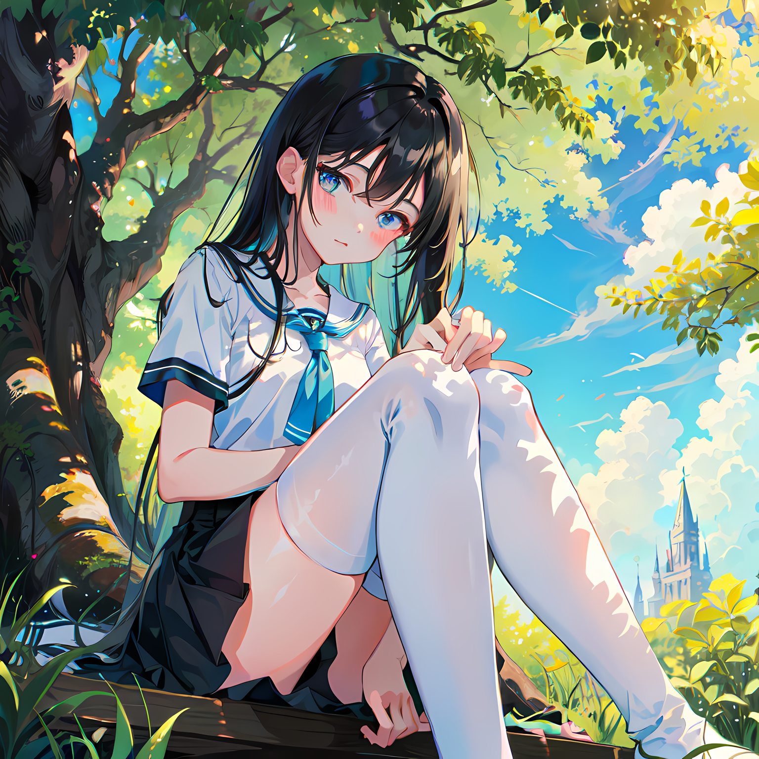 树下野餐美少女头像同人高清图