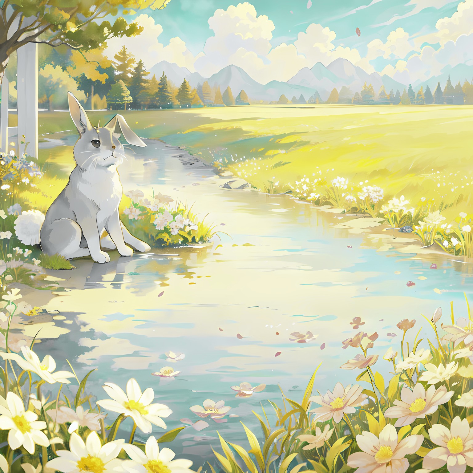童话里的兔子插画图片壁纸