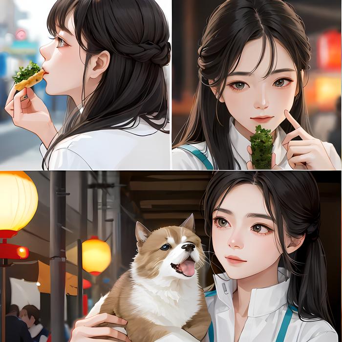 二次元少女的多样美食世界插画图片壁纸