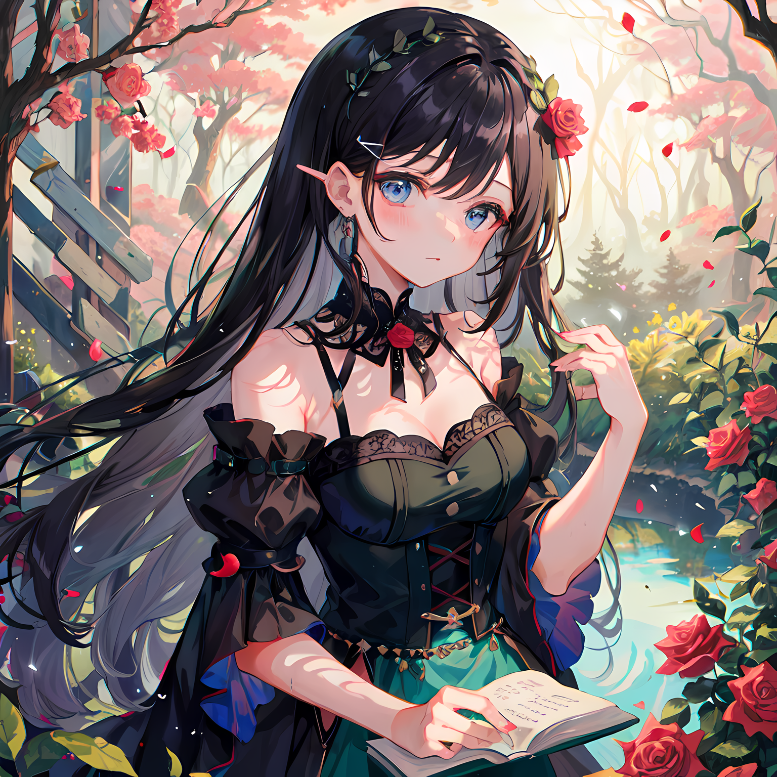 花间少女插画图片壁纸