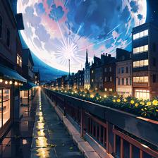 城市的星空之夜插画图片壁纸